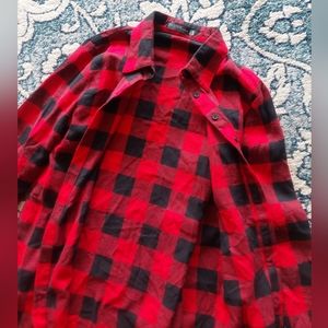 Women's Zanzea Red and Black Plaid Long Sleeve Casual Button Down